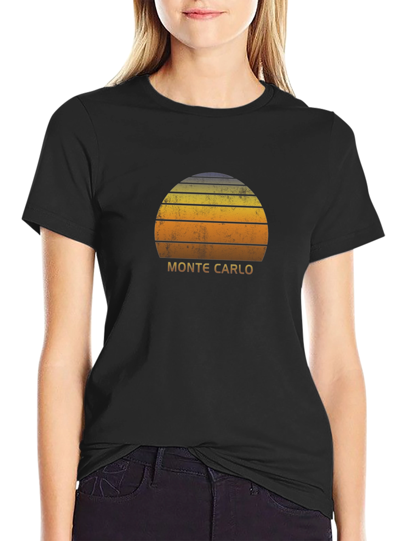 Monte Carlo Sunset Graphic T-Shirt - Retro Style