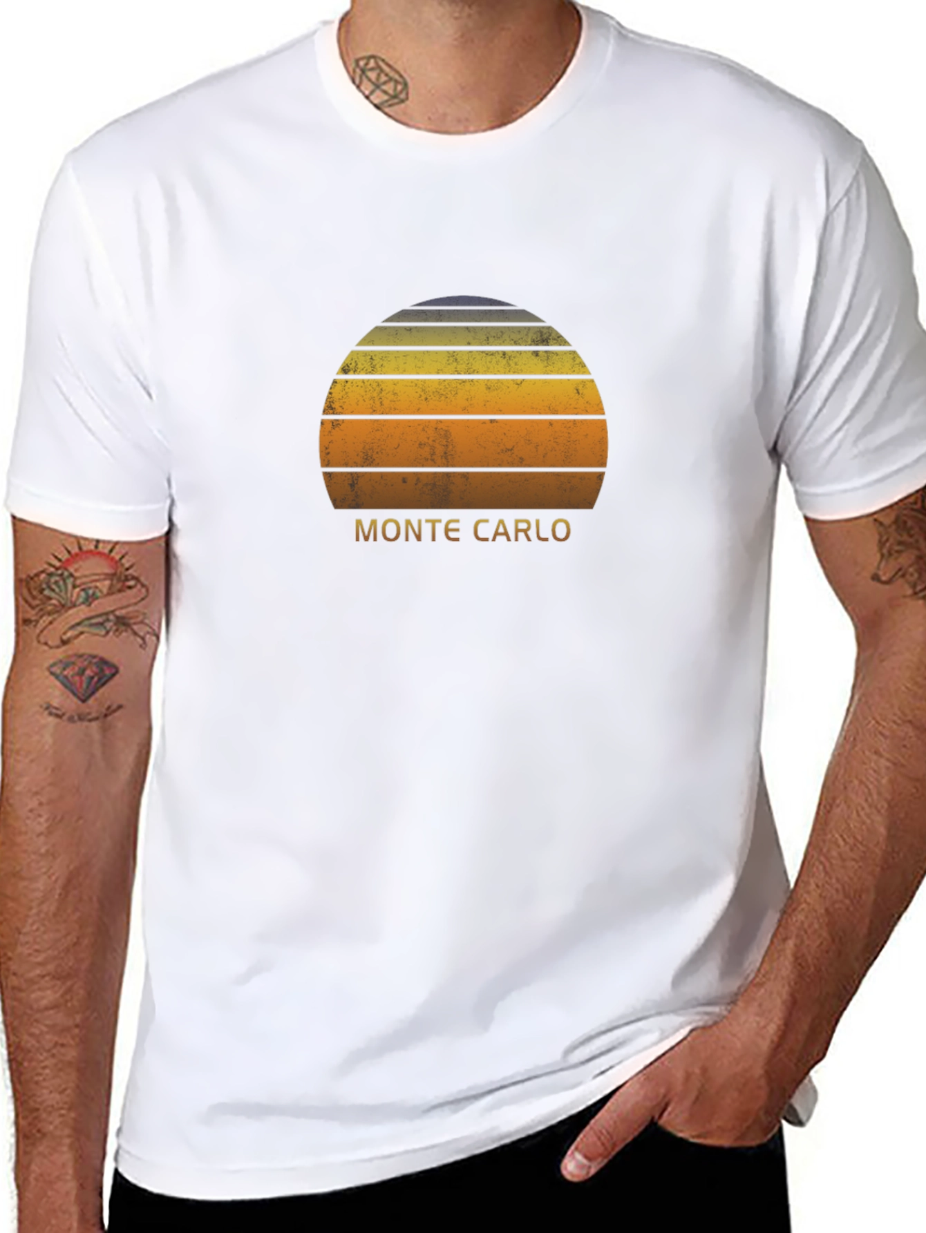 Monte Carlo Sunset Graphic T-Shirt - Retro Style