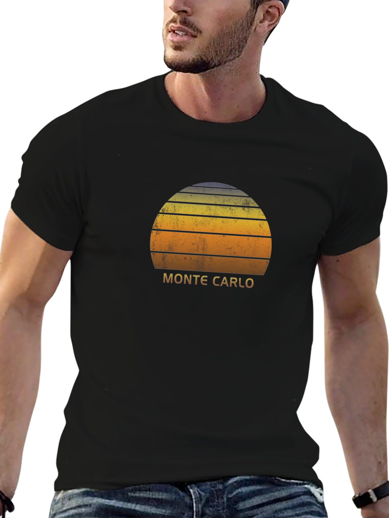 Monte Carlo Sunset Graphic T-Shirt - Retro Style