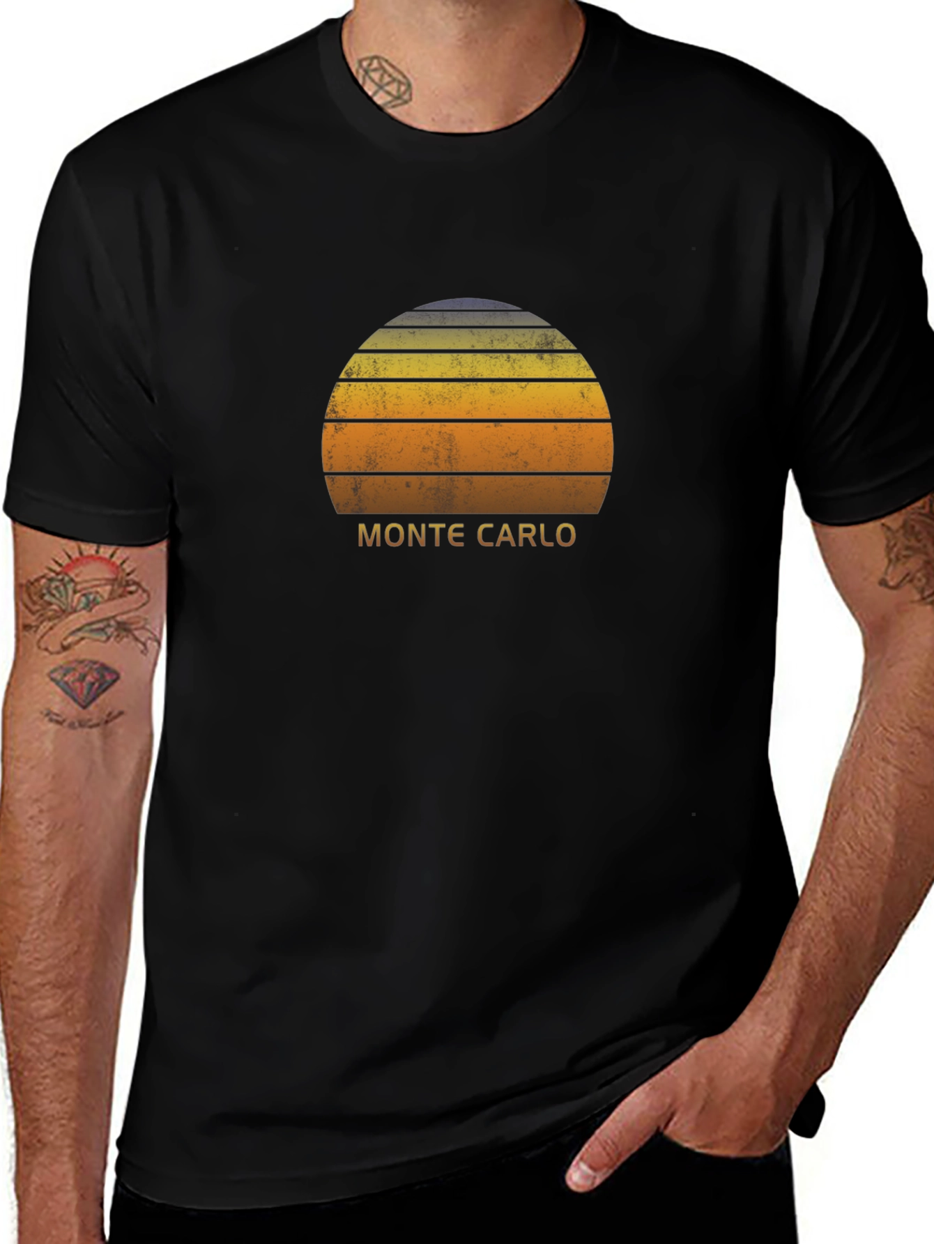 Monte Carlo Sunset Graphic T-Shirt - Retro Style