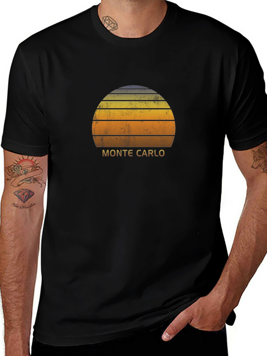 Monte Carlo Sunset Graphic T-Shirt - Retro Style