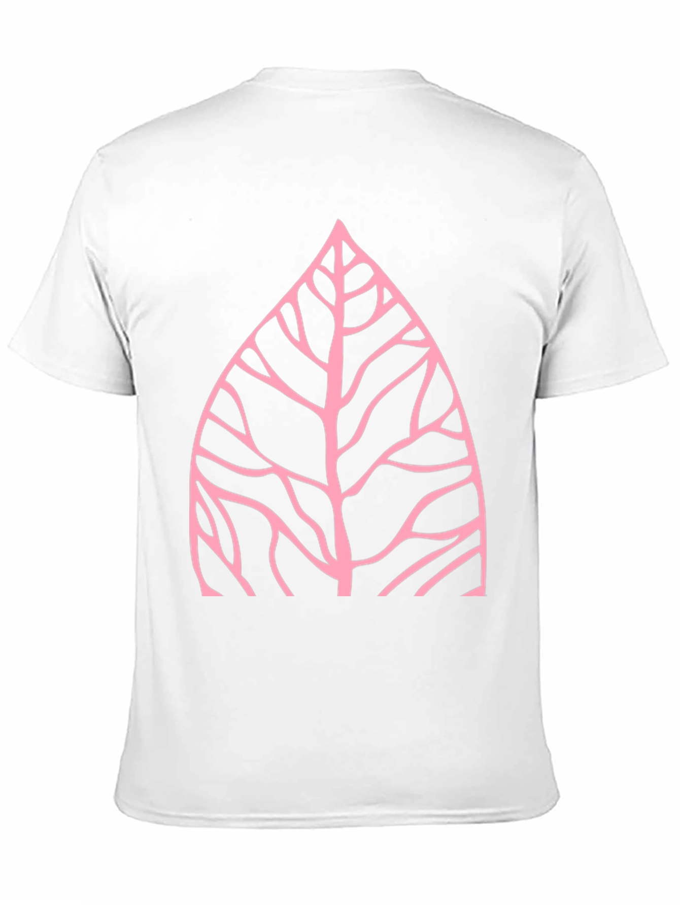 Nature Inspired Pink Leaf Graphic Black T-Shirt
