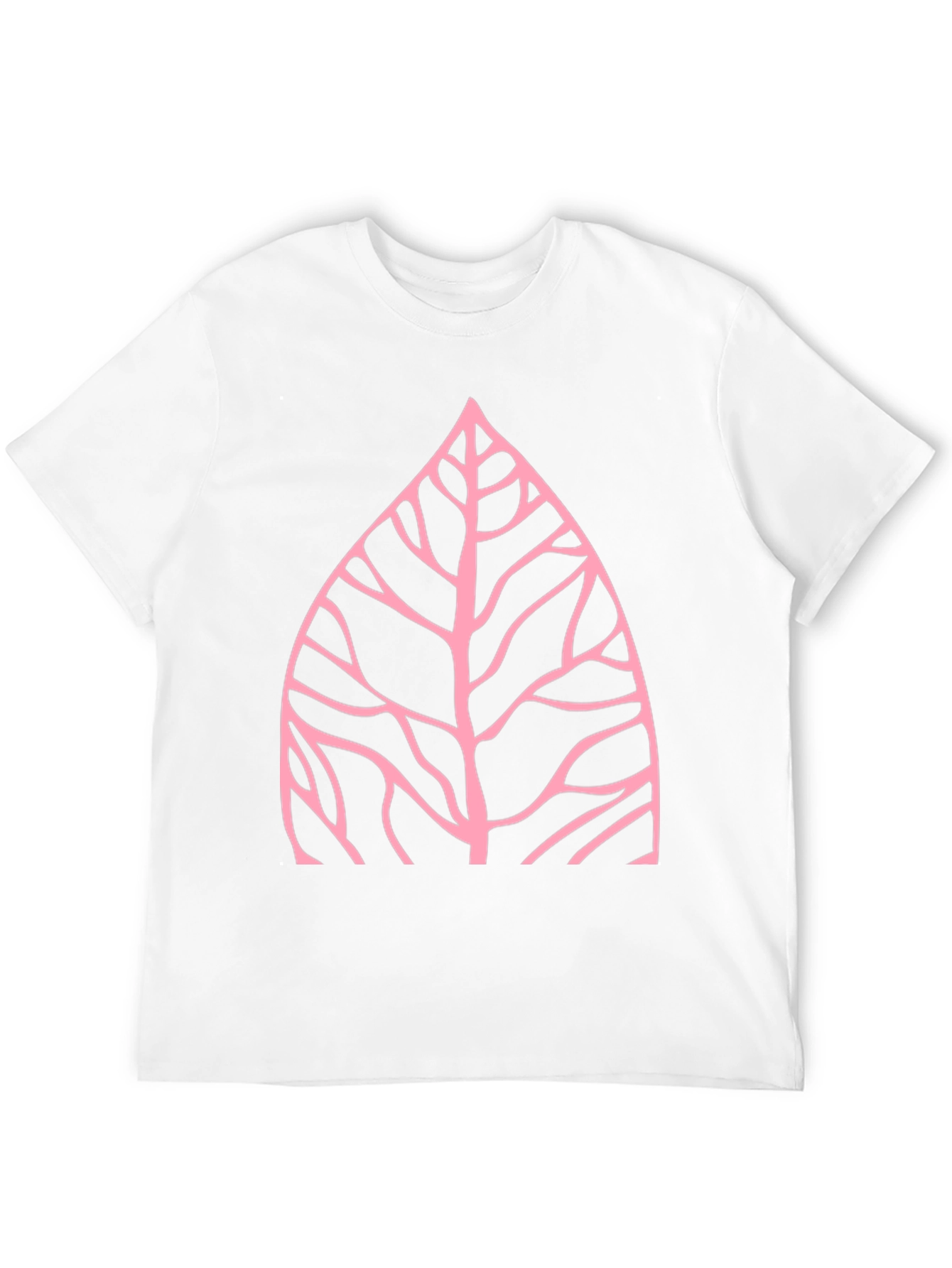 Nature Inspired Pink Leaf Graphic Black T-Shirt