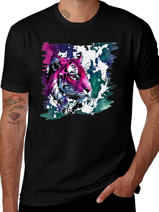 Watercolor Tiger Graphic Tee - Black