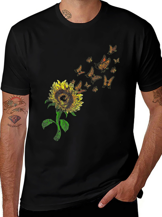 Sunflower Butterfly Graphic T-Shirt