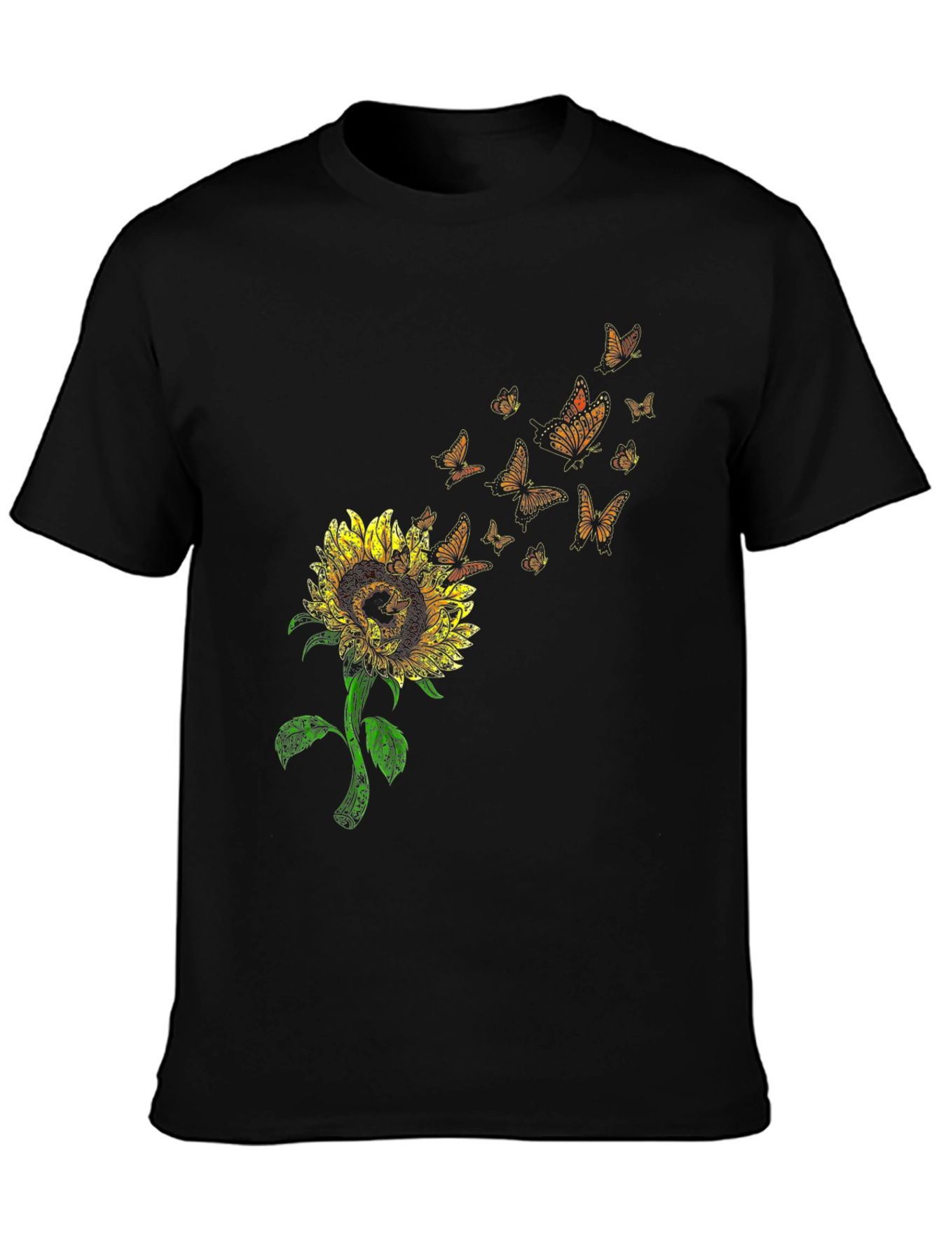 Sunflower Butterfly Graphic T-Shirt