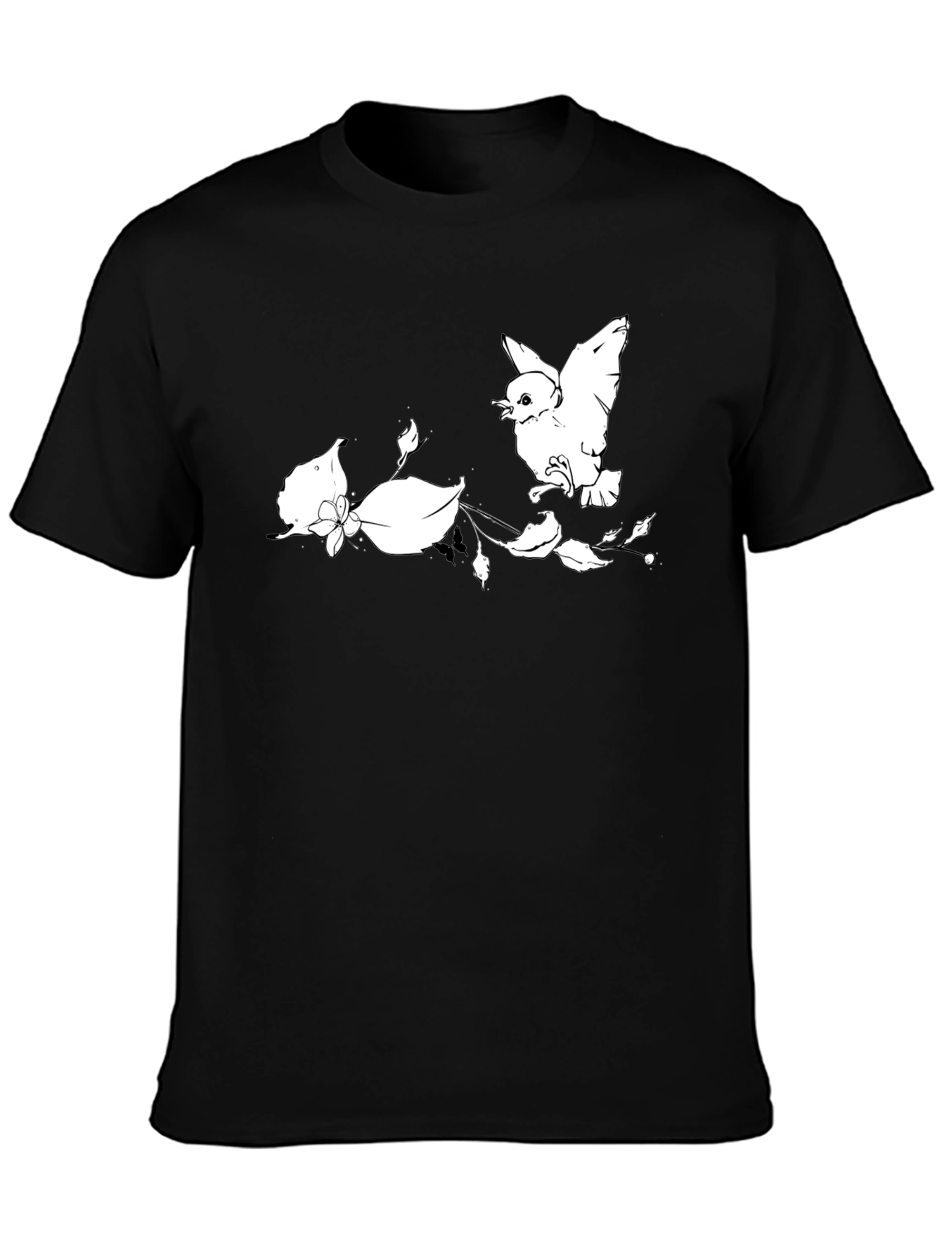 Bird and Blossom Graphic Tee - Black