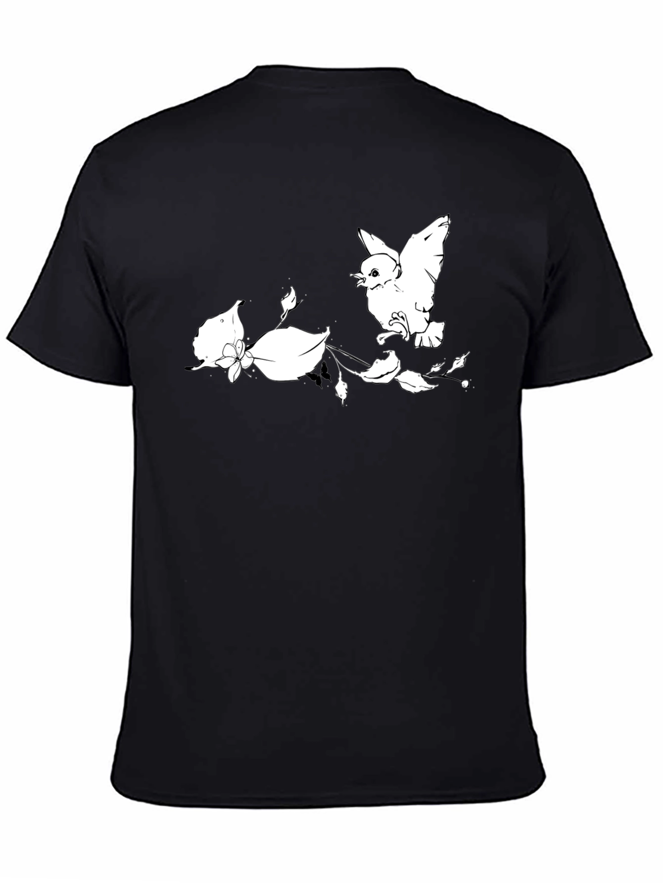 Bird and Blossom Graphic Tee - Black