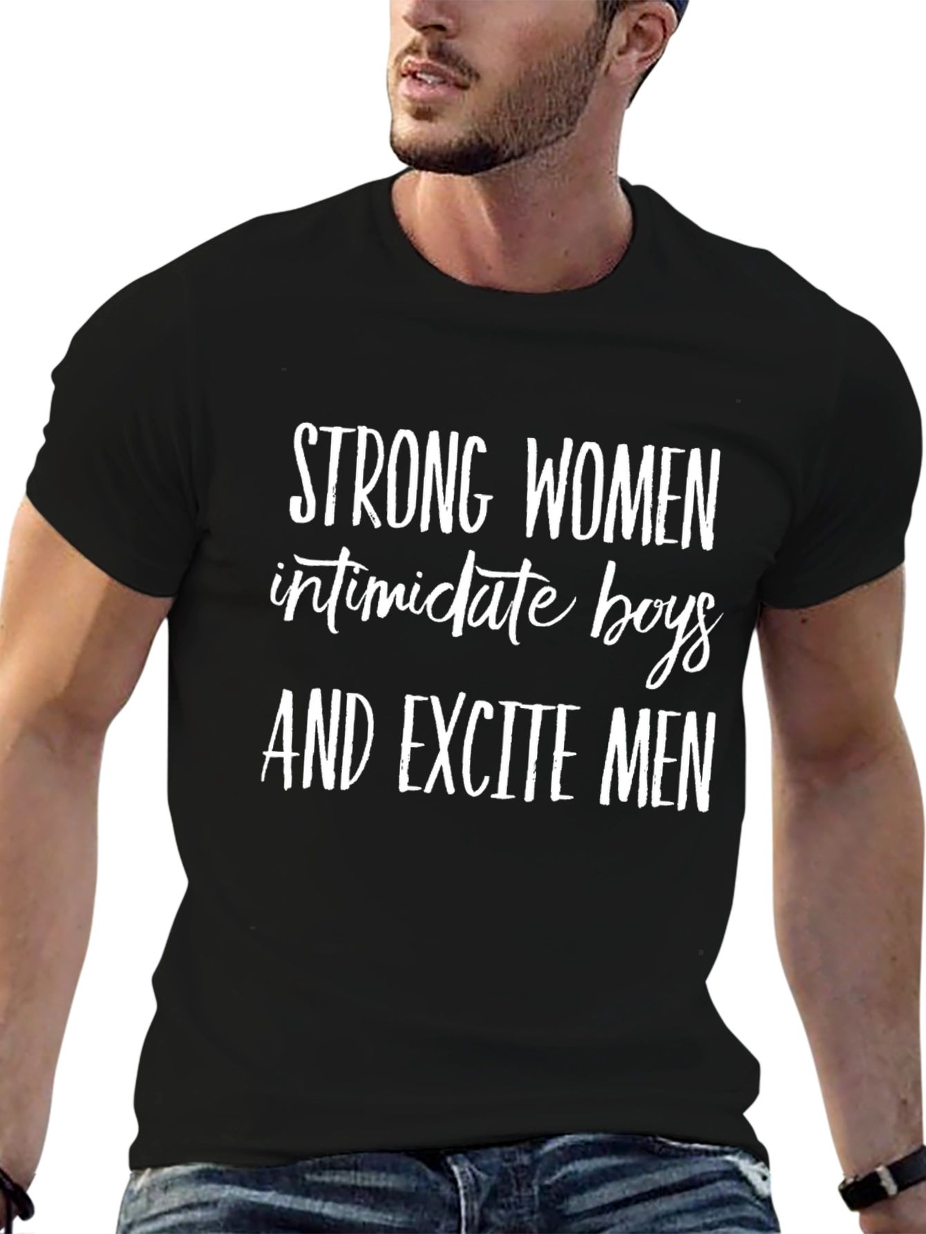 Strong Women Slogan Black T-Shirt