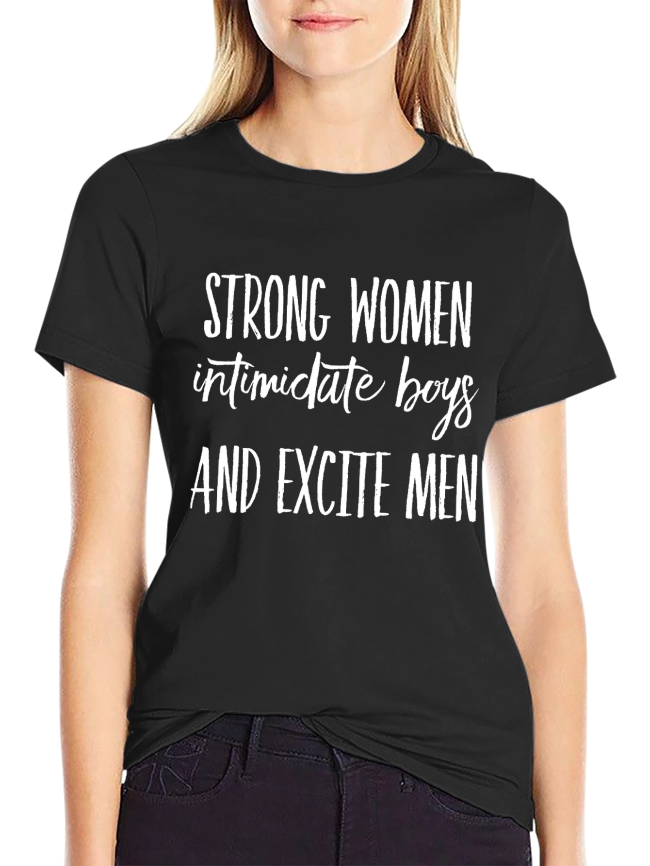 Strong Women Slogan Black T-Shirt