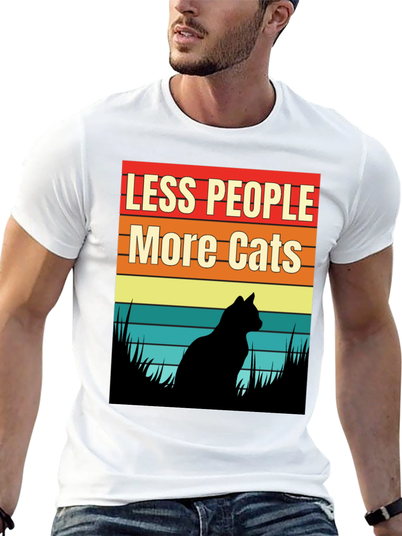 Less People More Cats Graphic T-Shirt