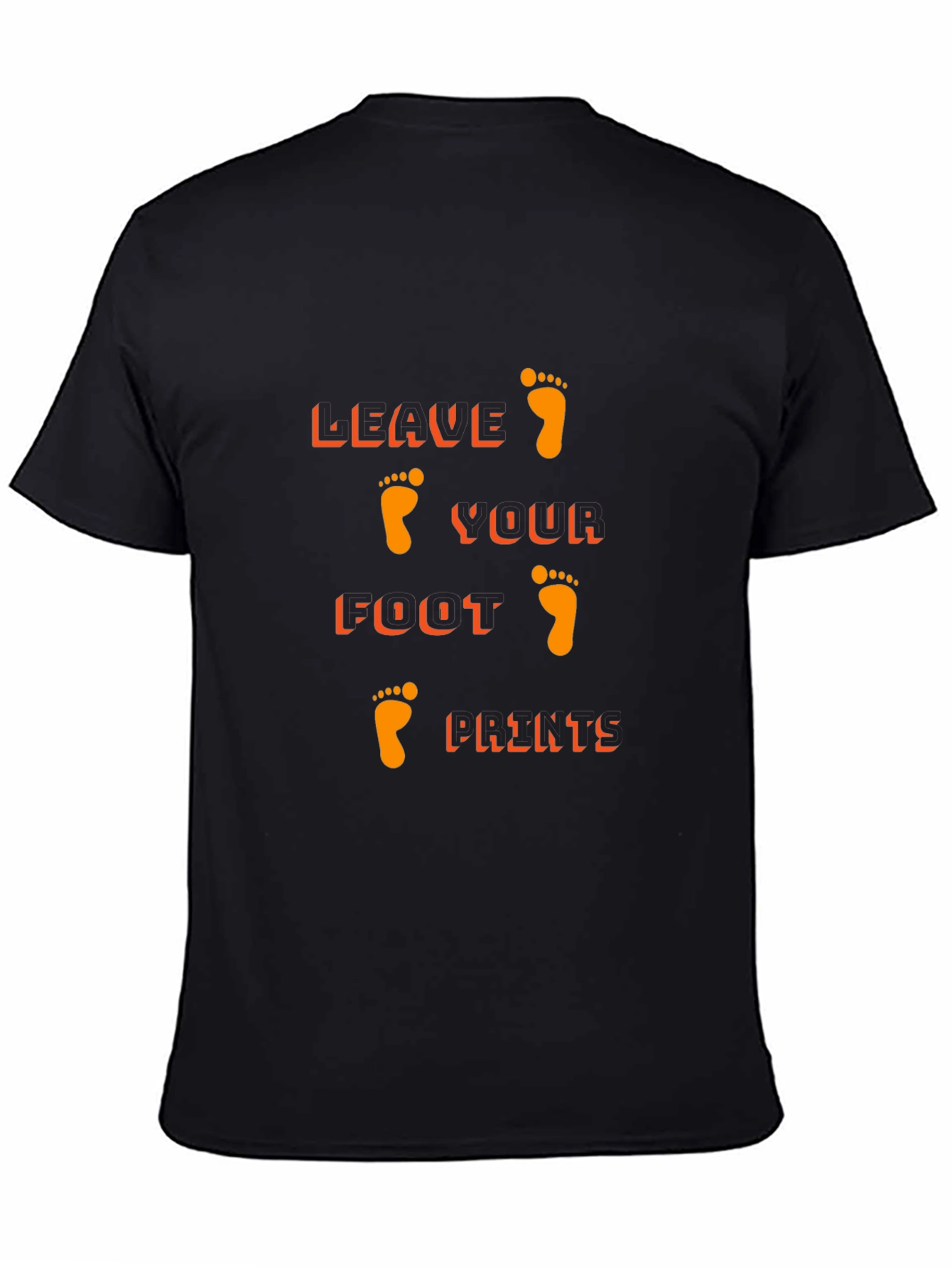 Black T-Shirt with Leave Your Footprints Design