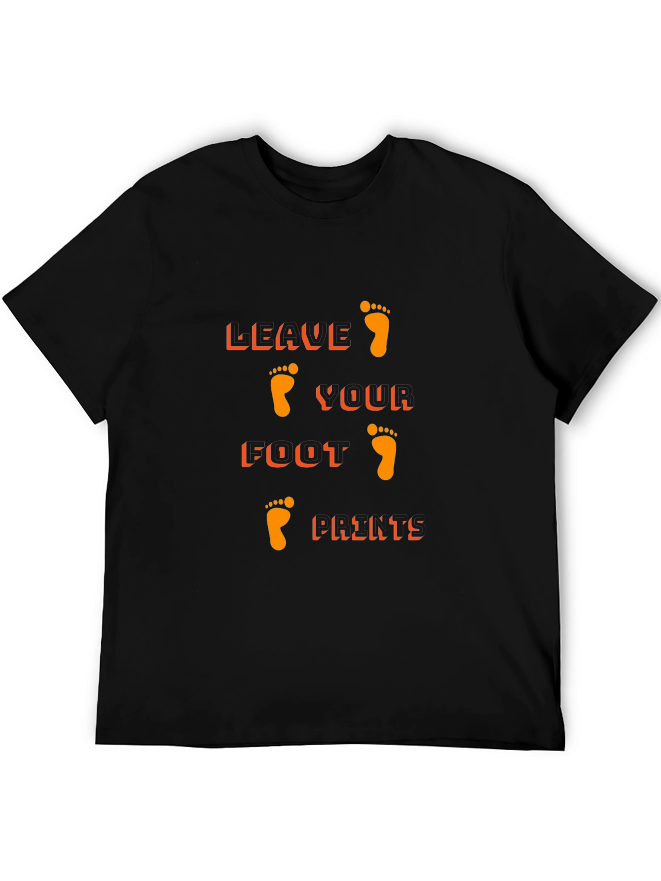 Black T-Shirt with Leave Your Footprints Design