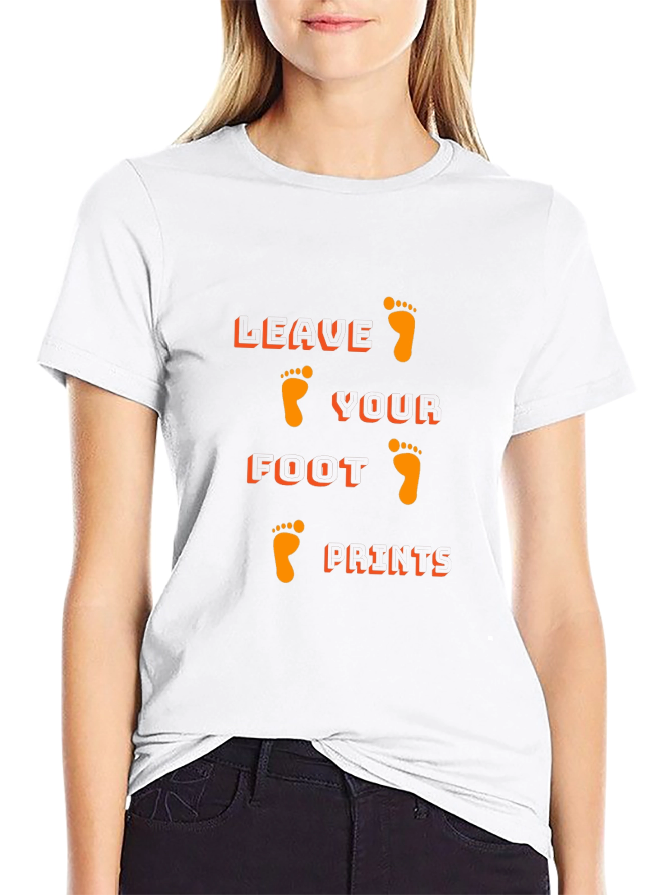Black T-Shirt with Leave Your Footprints Design