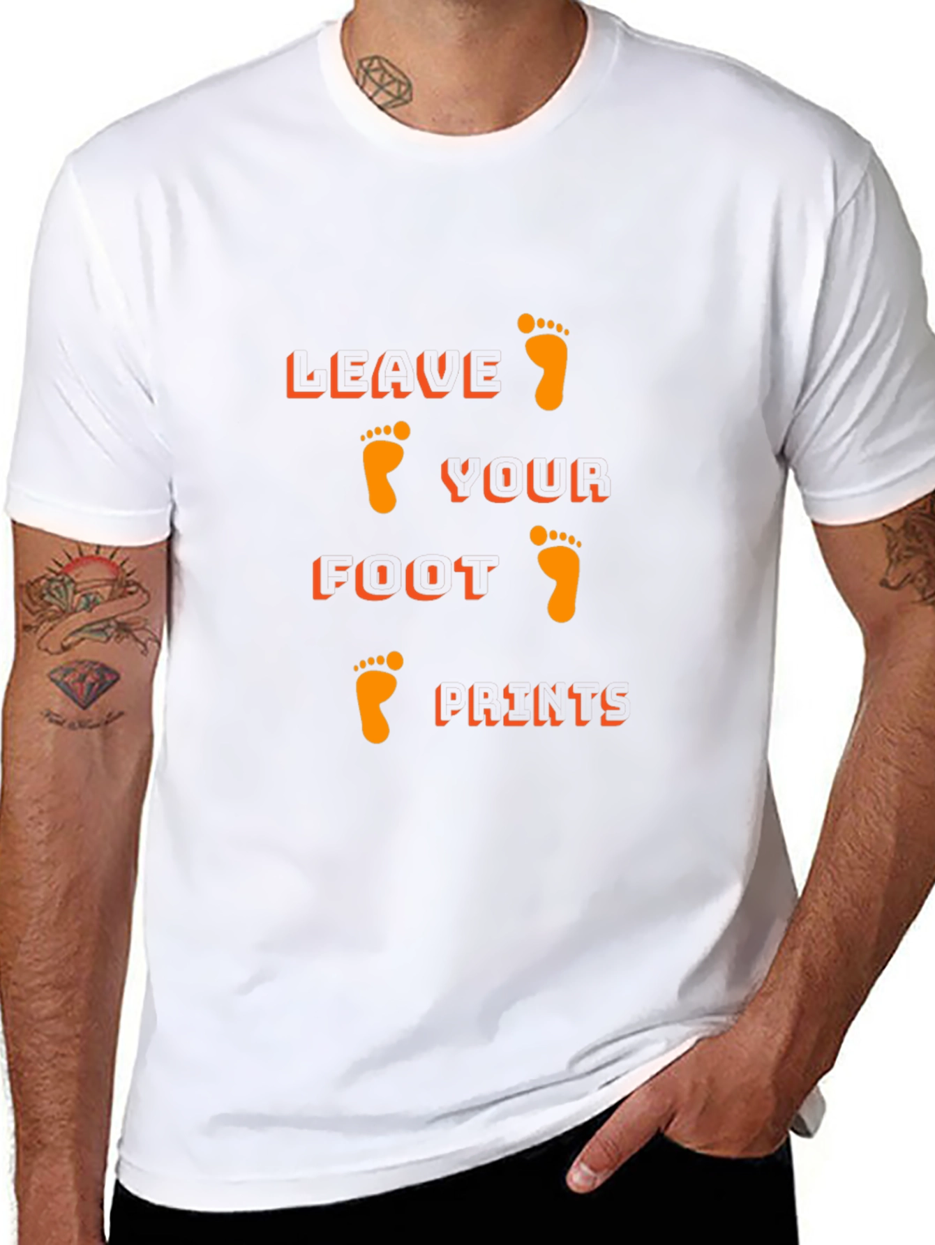 Black T-Shirt with Leave Your Footprints Design
