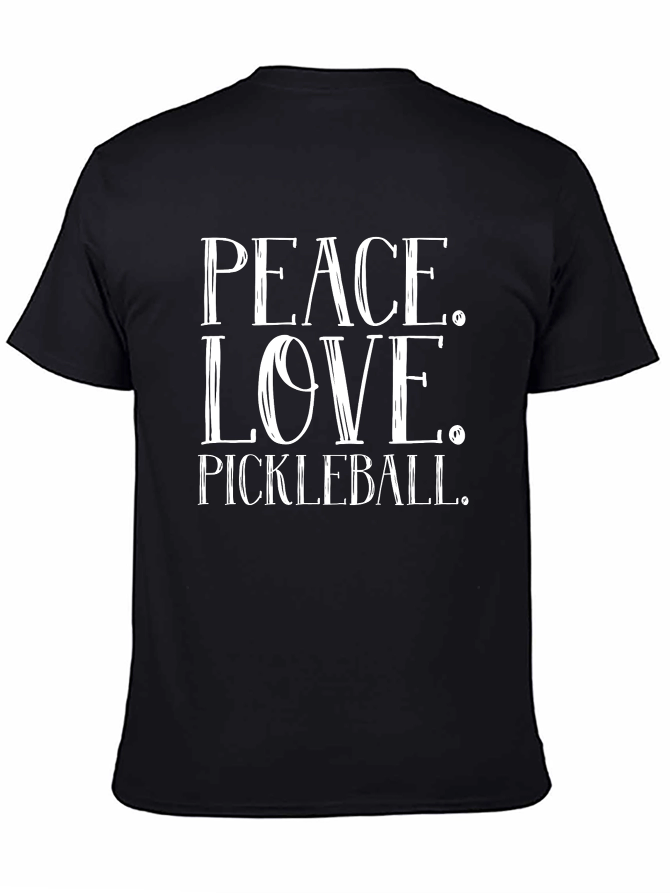 Peace Love Pickleball T-Shirt - Black Cotton Tee