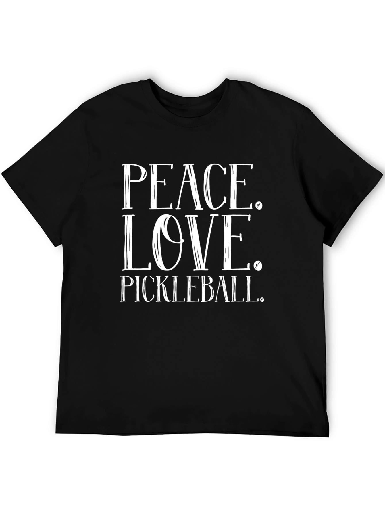 Peace Love Pickleball T-Shirt - Black Cotton Tee
