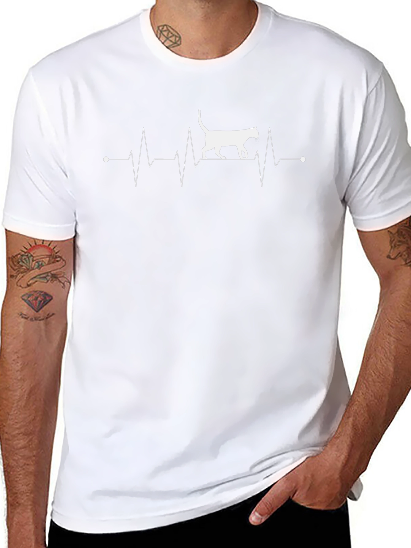Cat Heartbeat T-Shirt - Novelty Tee