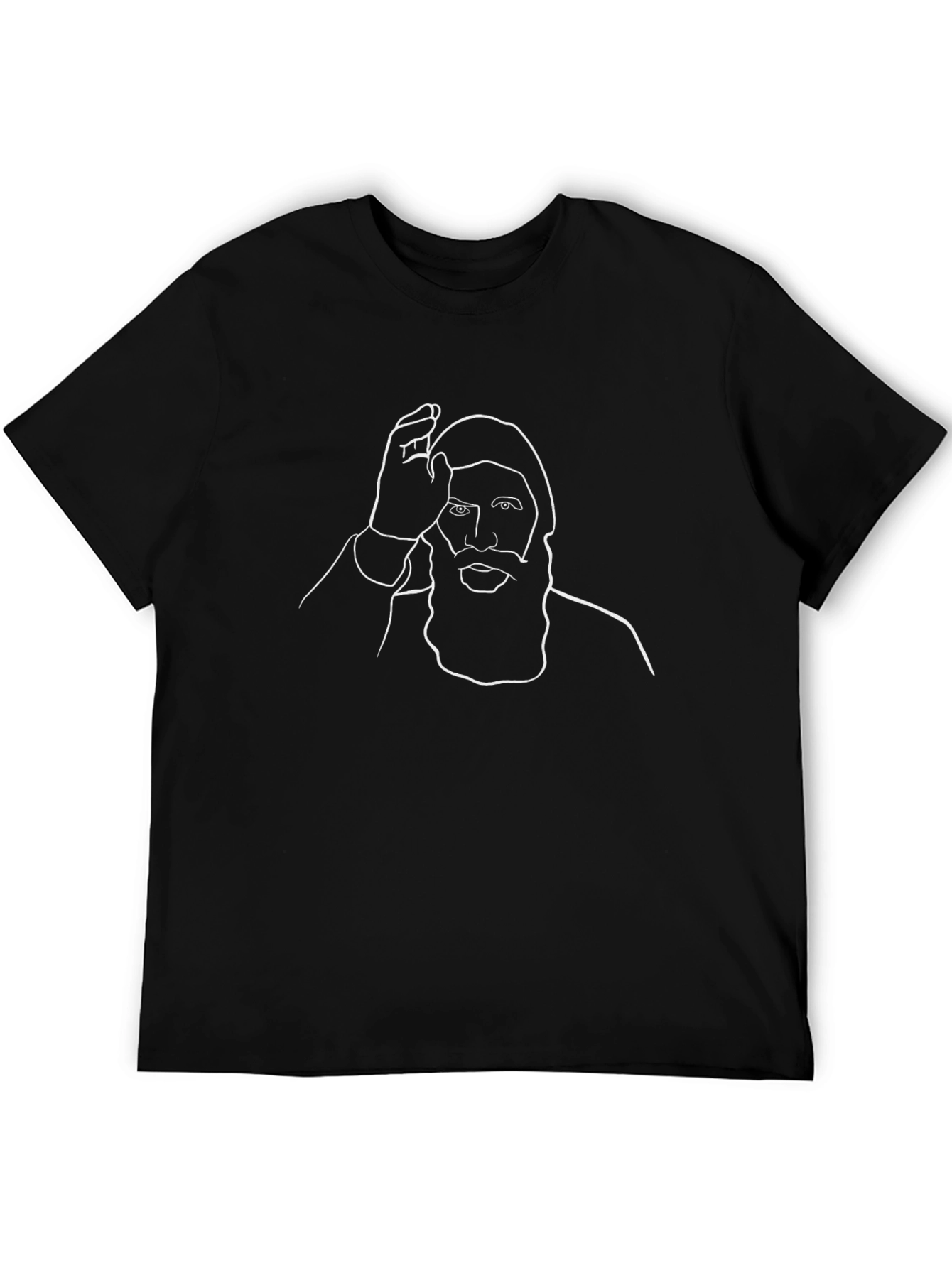 Black T-Shirt with Funny Line Art Graphic