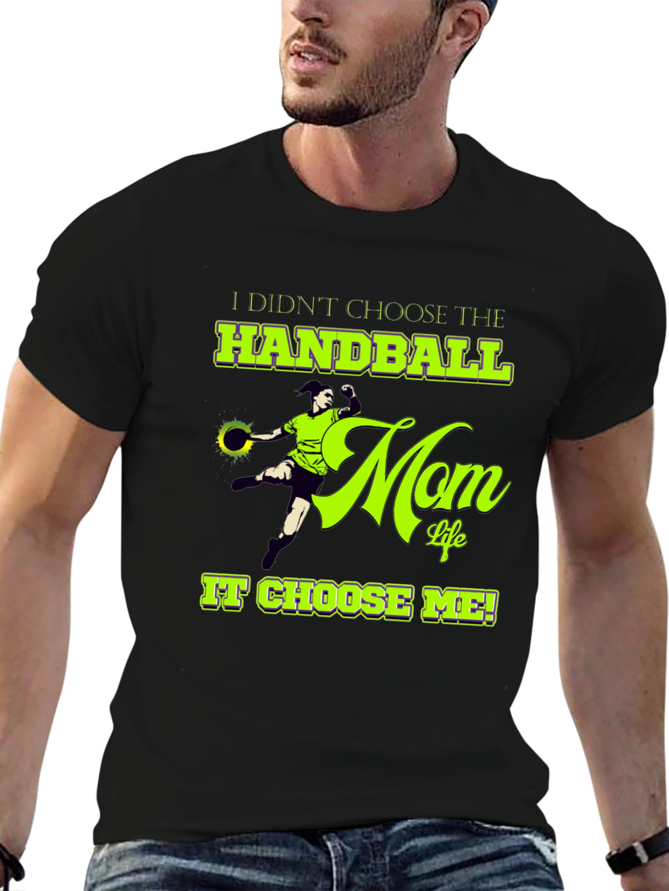 Handball Mom Life Graphic T-Shirt - Black Cotton Tee