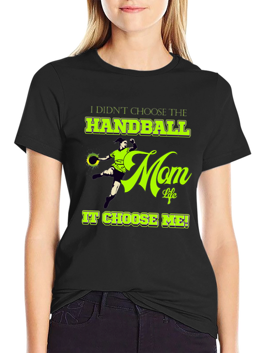 Handball Mom Life Graphic T-Shirt - Black Cotton Tee