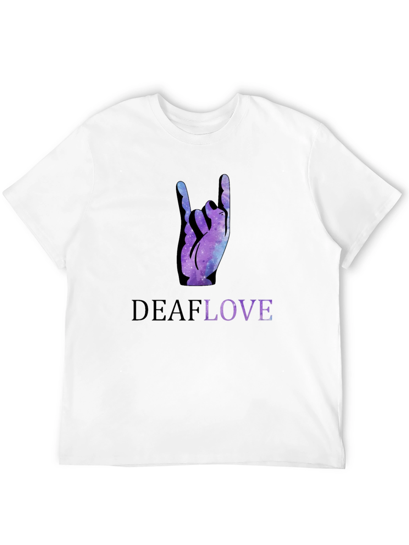 Deaf Love Galaxy Hand Sign Black T-Shirt