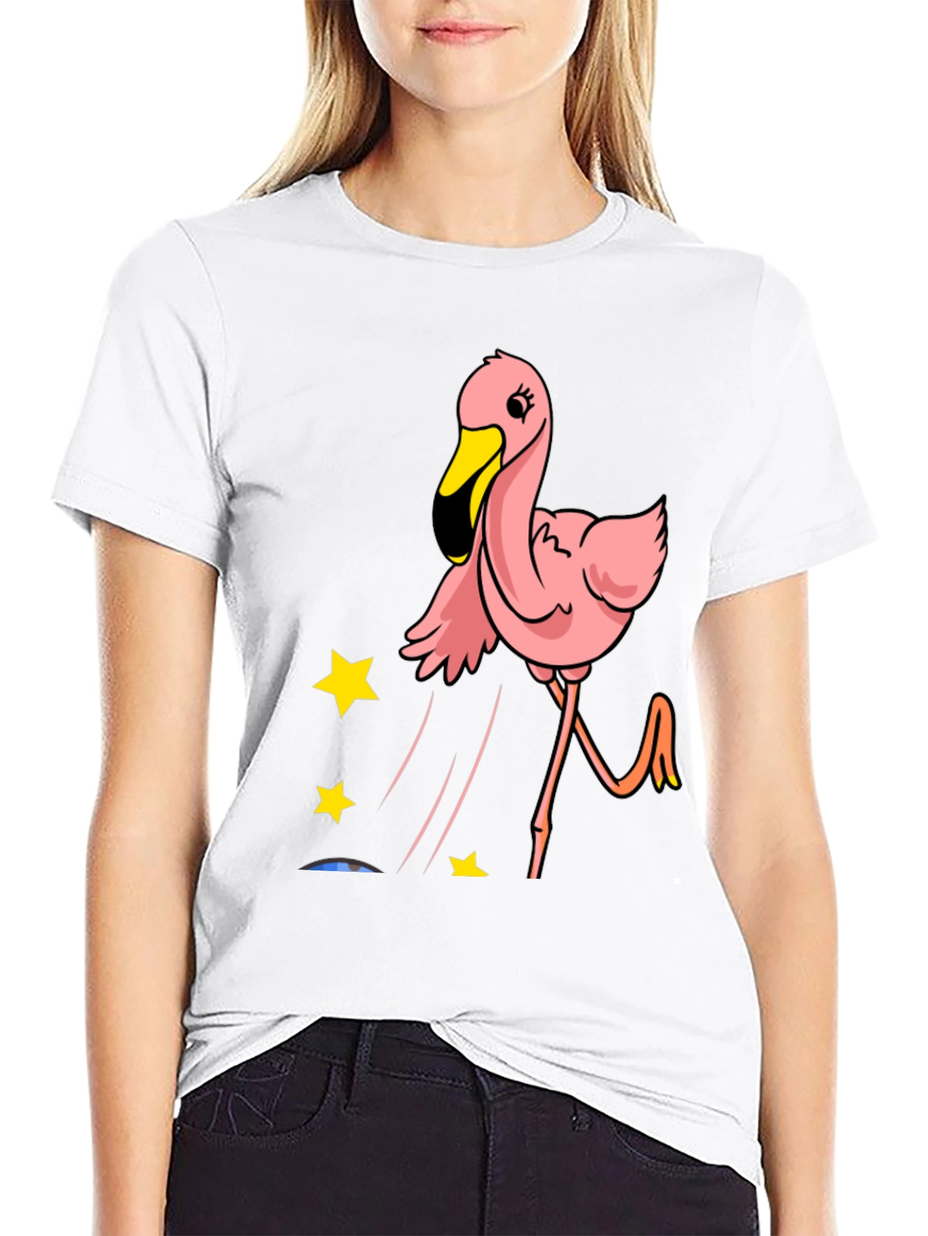 Fun Flamingo Graphic Tee - Casual Black T-Shirt