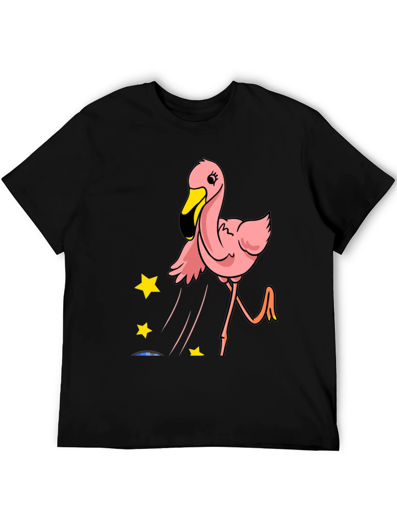 Fun Flamingo Graphic Tee - Casual Black T-Shirt