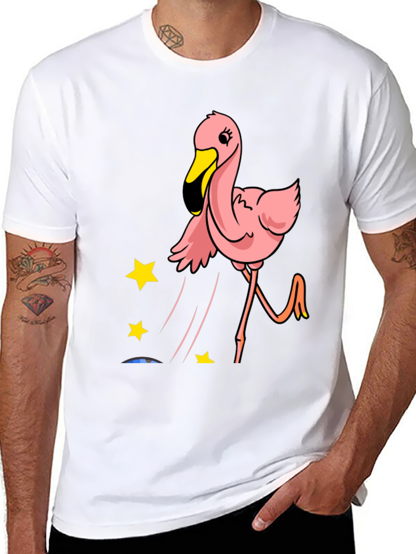 Fun Flamingo Graphic Tee - Casual Black T-Shirt