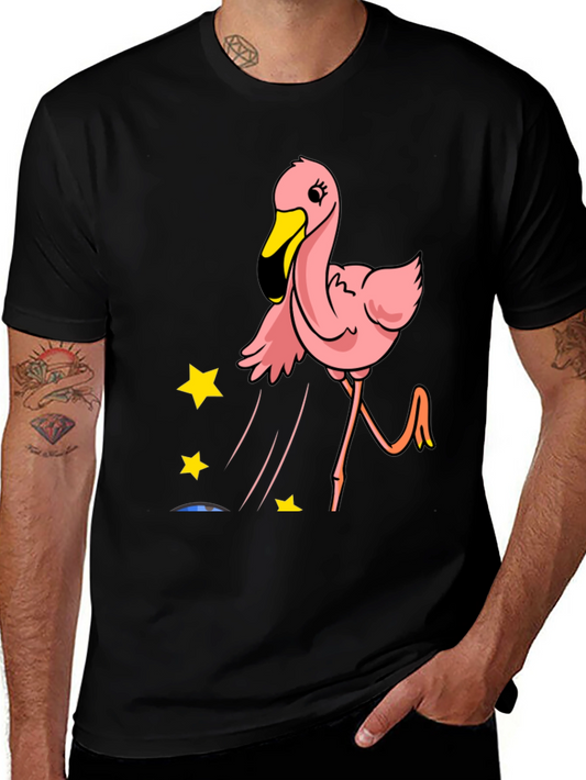 Fun Flamingo Graphic Tee - Casual Black T-Shirt