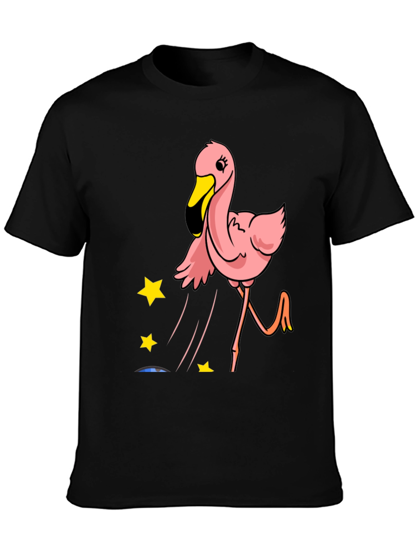 Fun Flamingo Graphic Tee - Casual Black T-Shirt