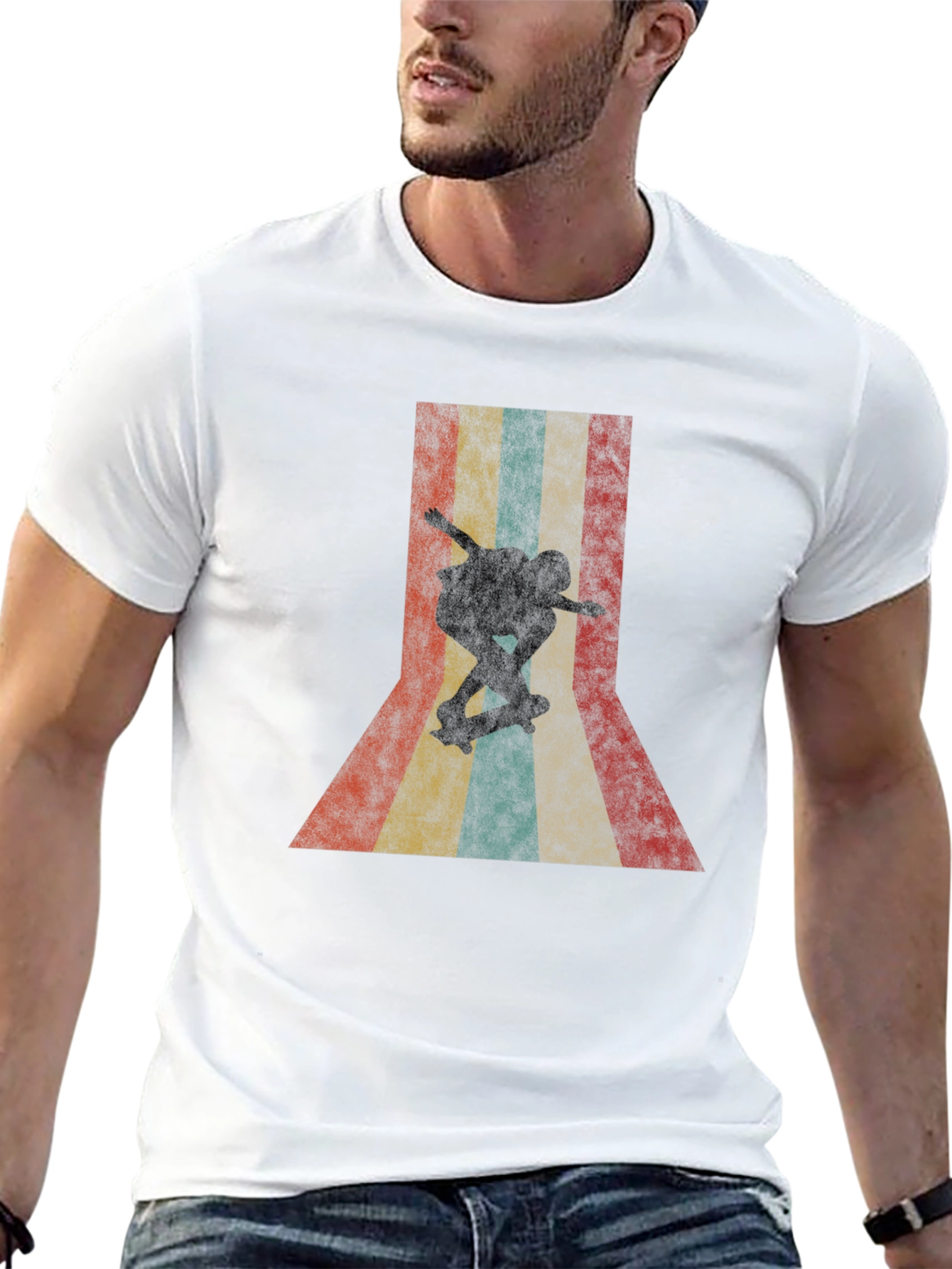 Retro Skateboarder Graphic Tee - Black
