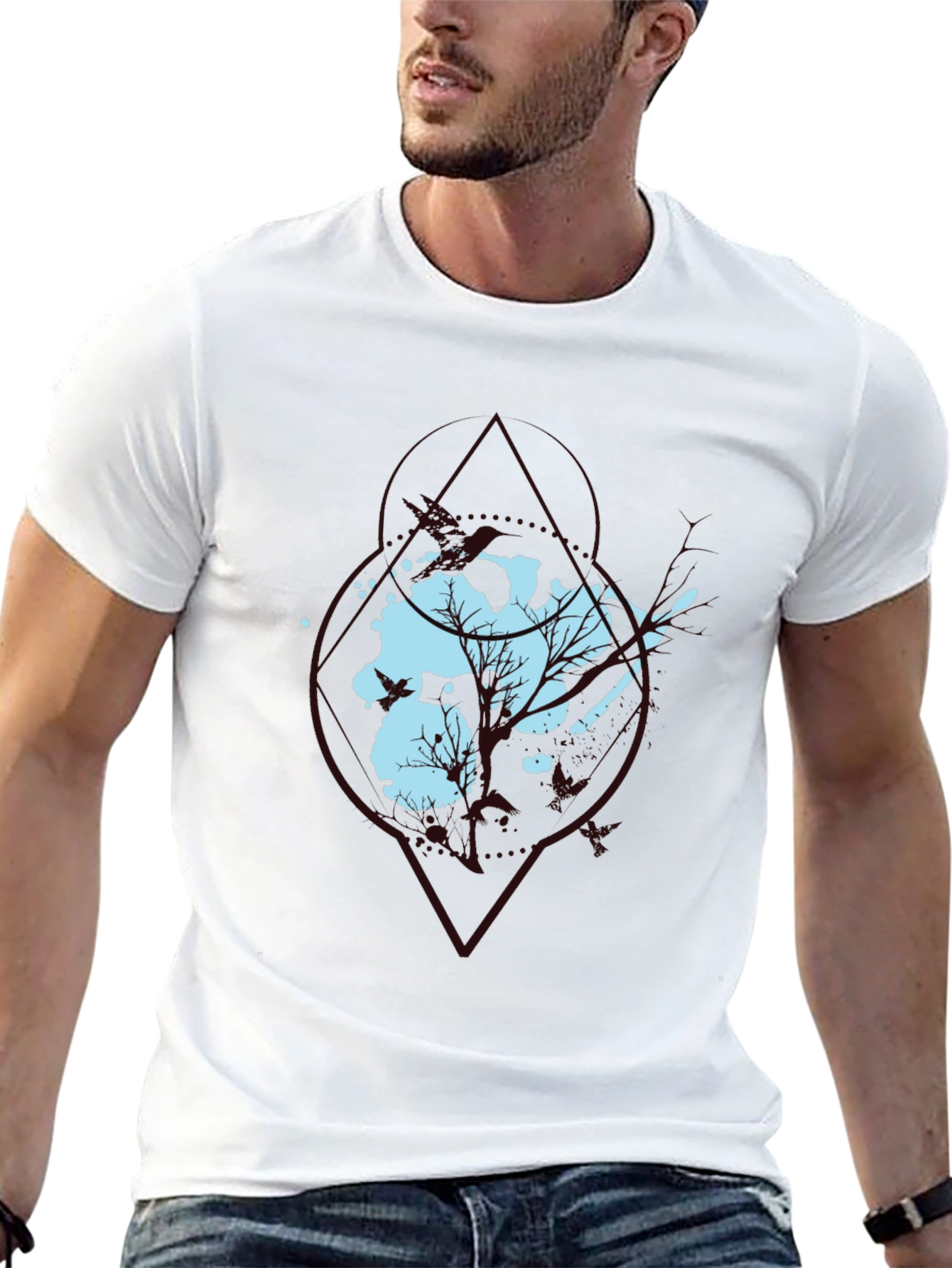 Abstract Tree Graphic Black Tee