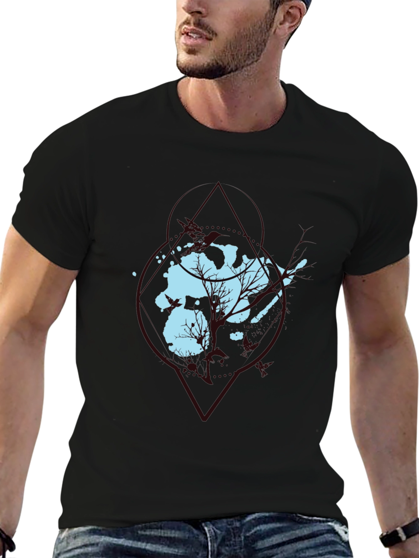 Abstract Tree Graphic Black Tee