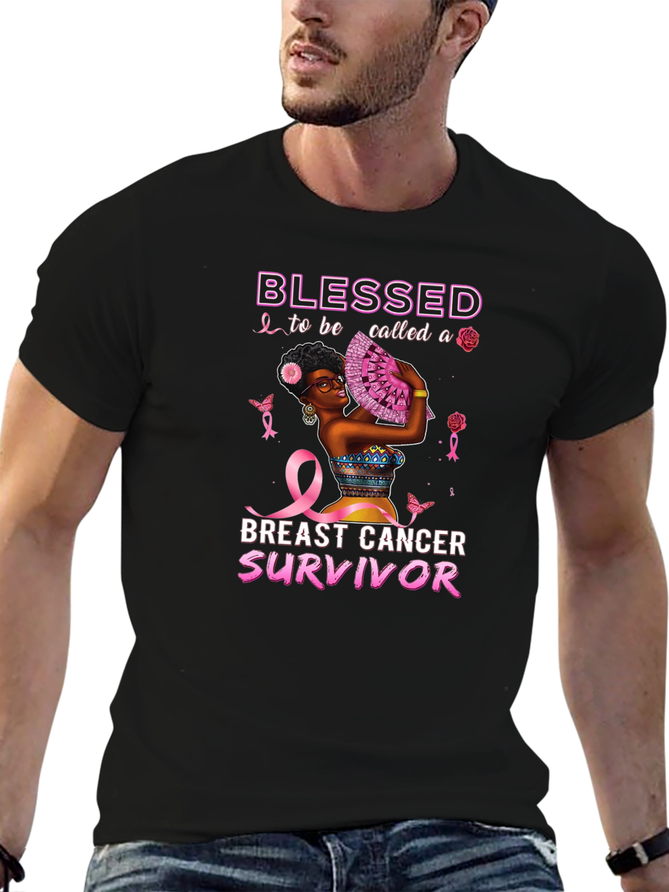 Blessed Breast Cancer Survivor Black T-Shirt