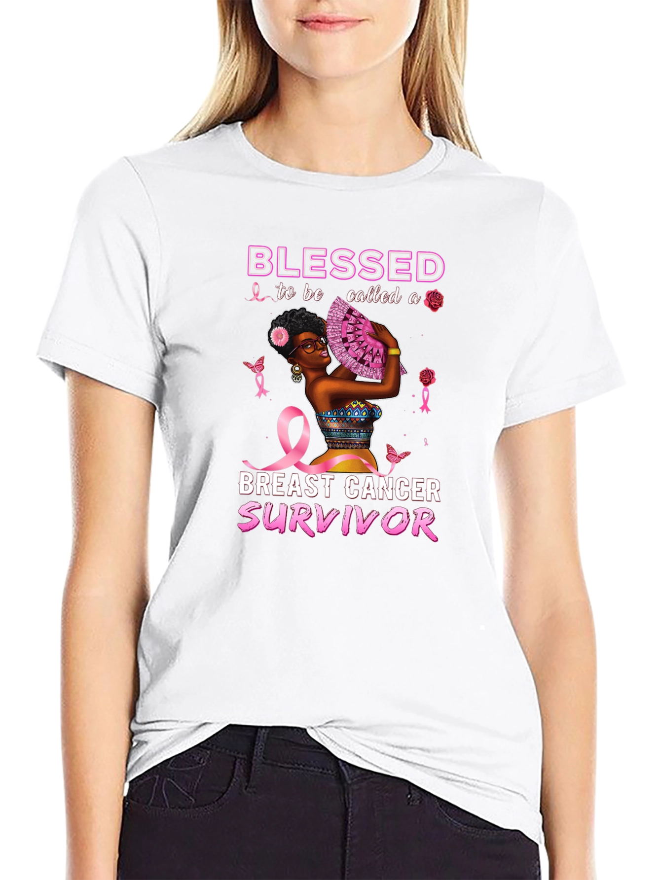 Blessed Breast Cancer Survivor Black T-Shirt