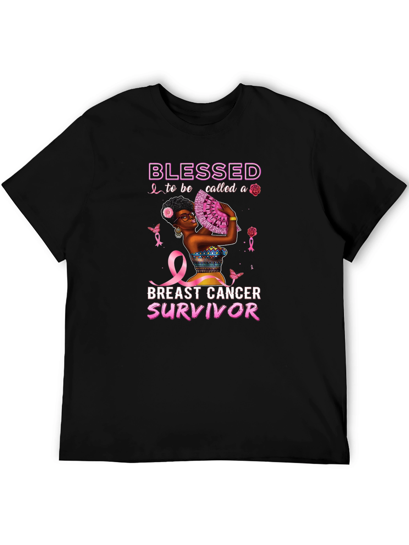 Blessed Breast Cancer Survivor Black T-Shirt