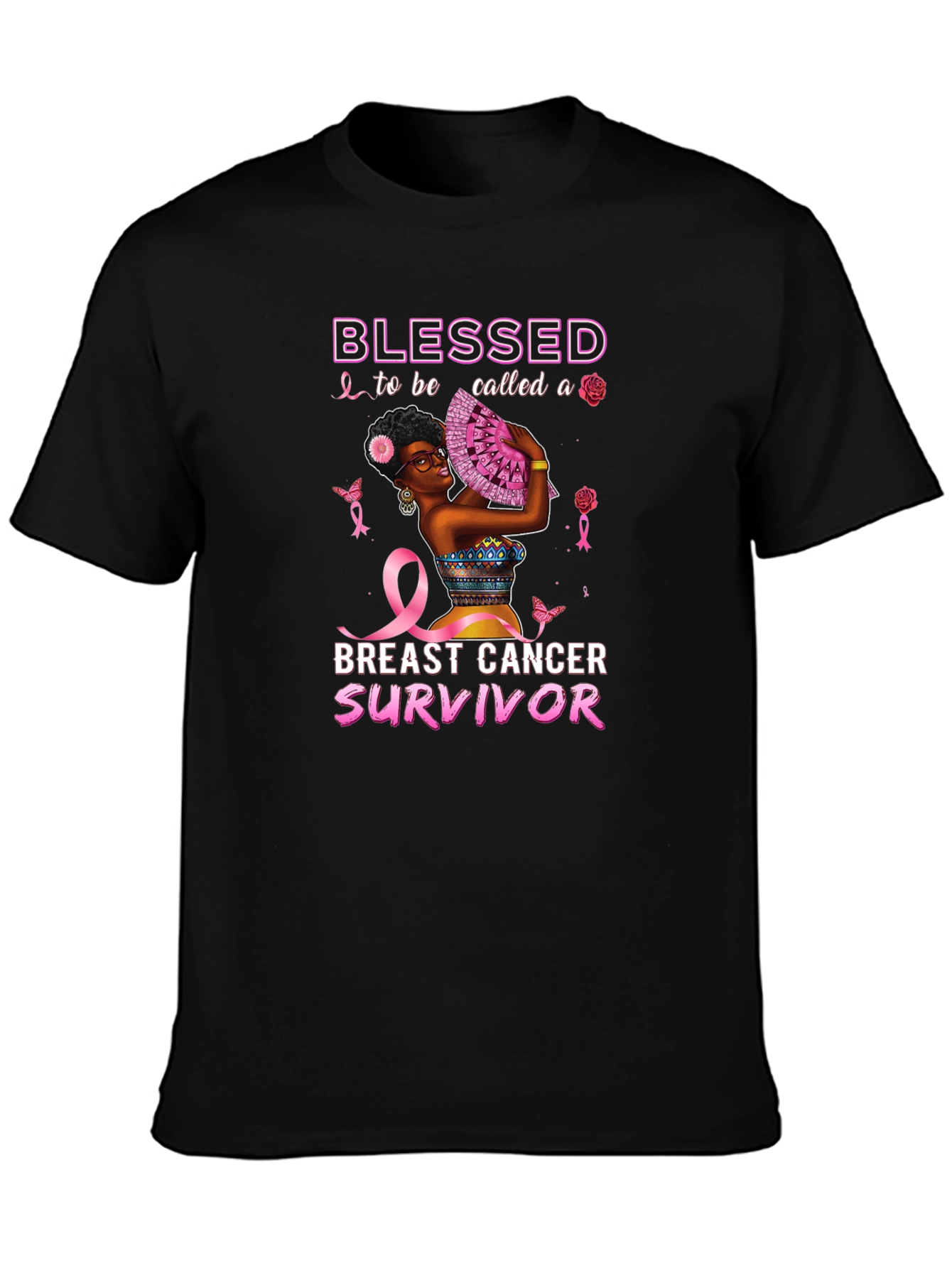 Blessed Breast Cancer Survivor Black T-Shirt