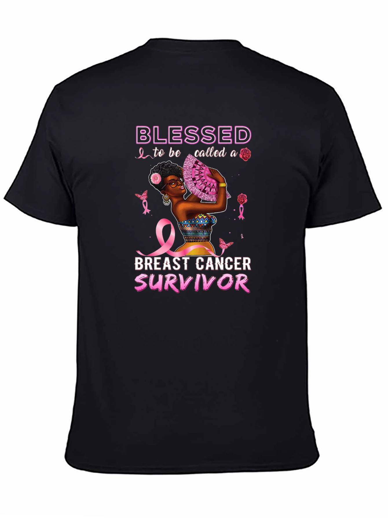 Blessed Breast Cancer Survivor Black T-Shirt