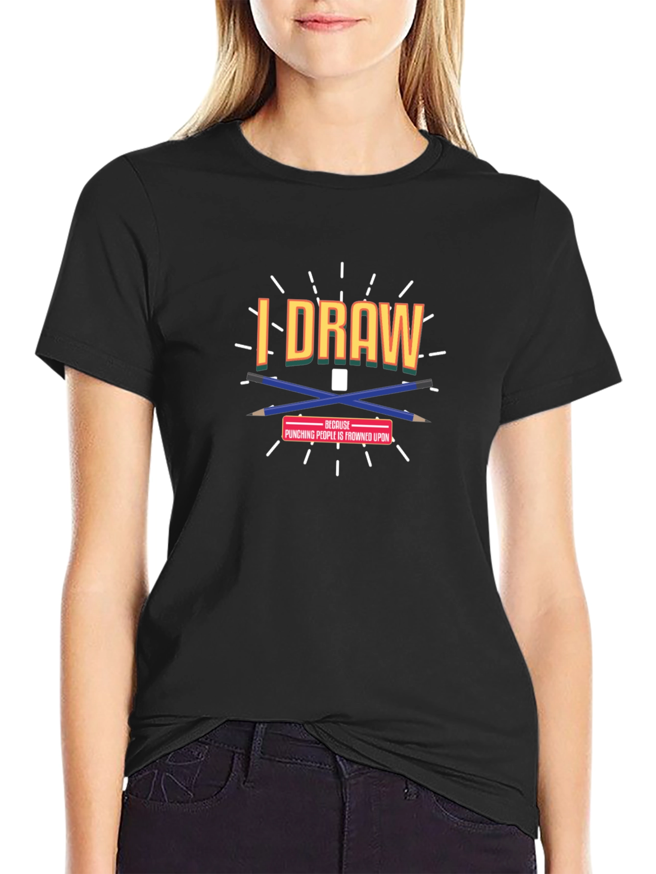 I Draw Because Punching People Is Frowned Upon T-Shirt