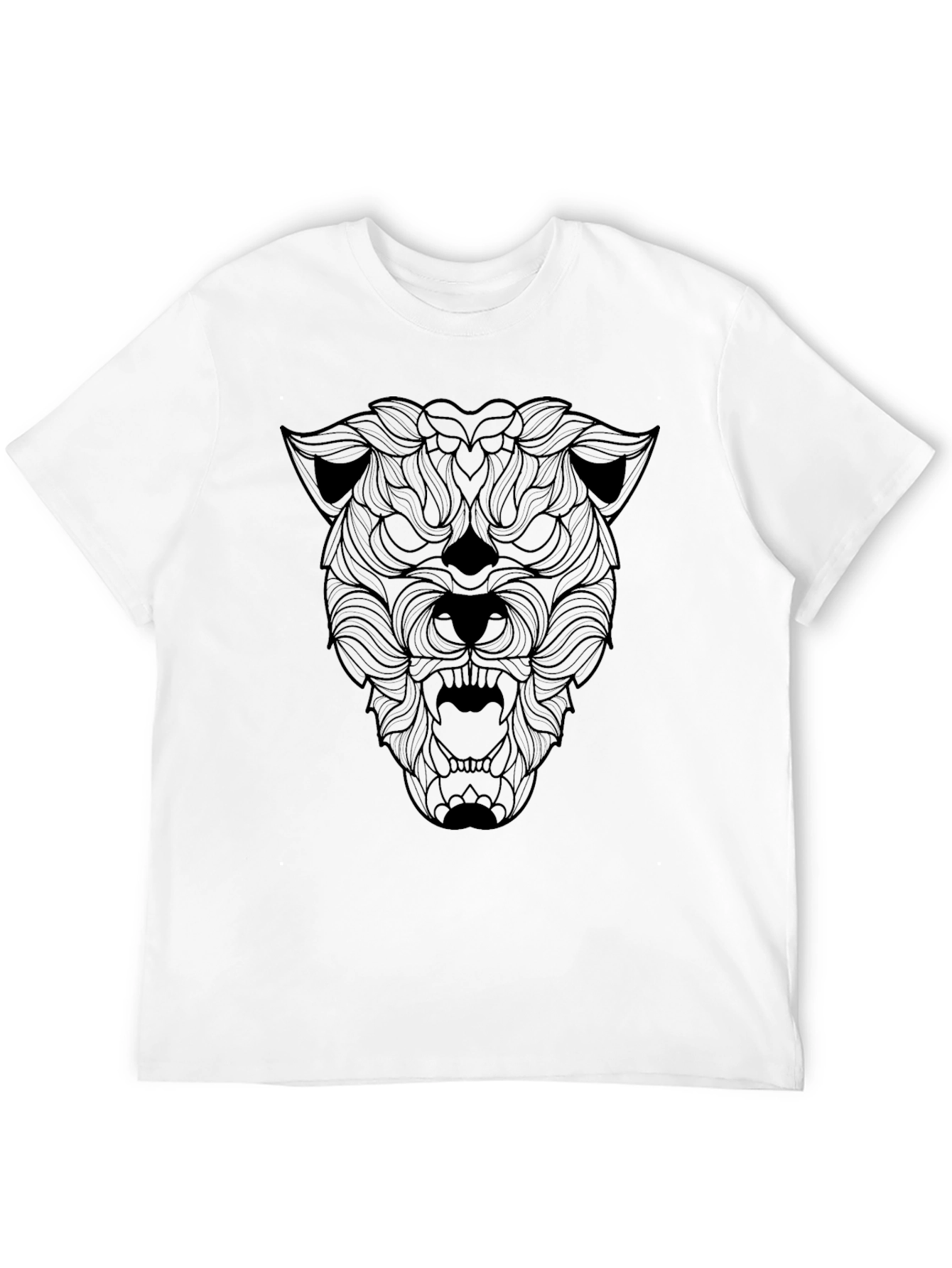 Mens Black Graphic Tee - Fierce Animal Design