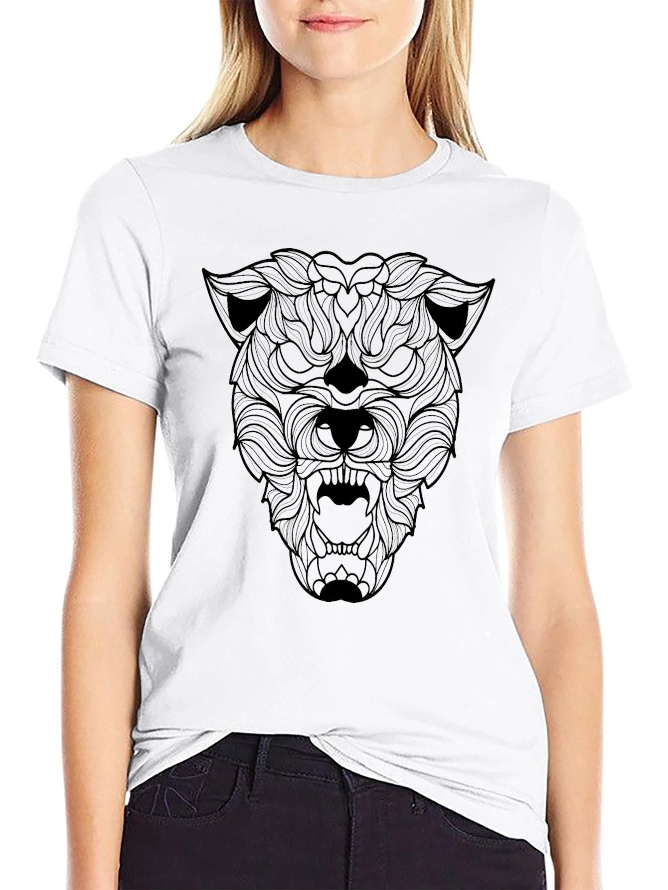 Mens Black Graphic Tee - Fierce Animal Design