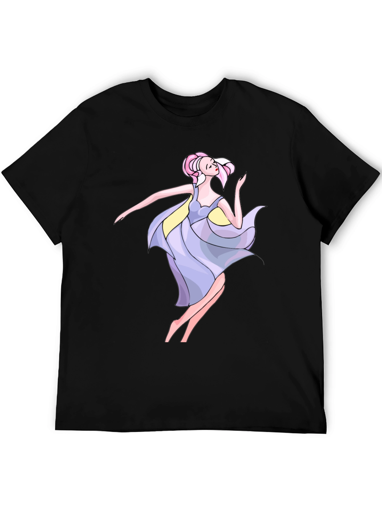 Black T-Shirt with Artistic Dancer Print