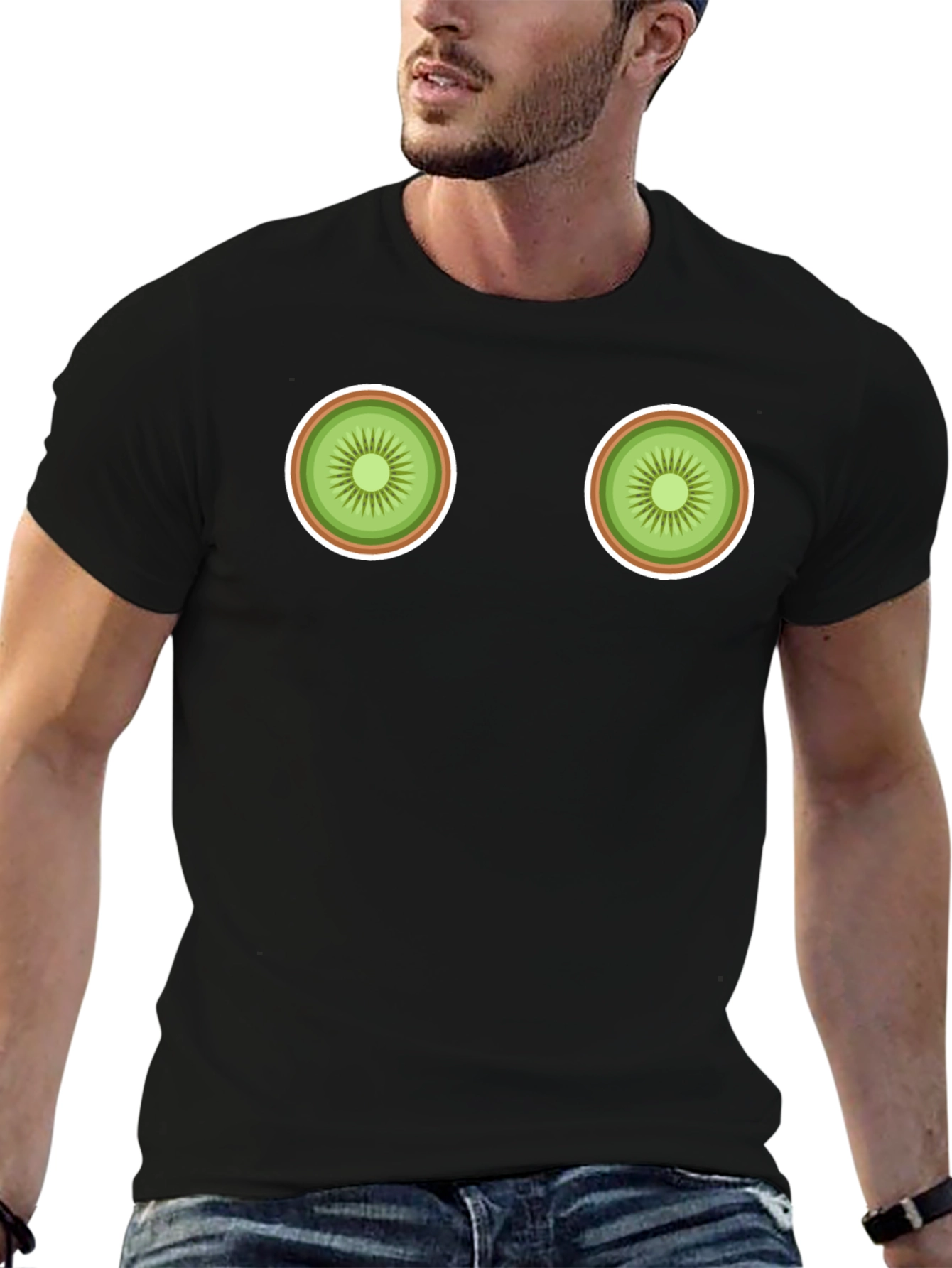Kiwi Slice Graphic Black T-Shirt