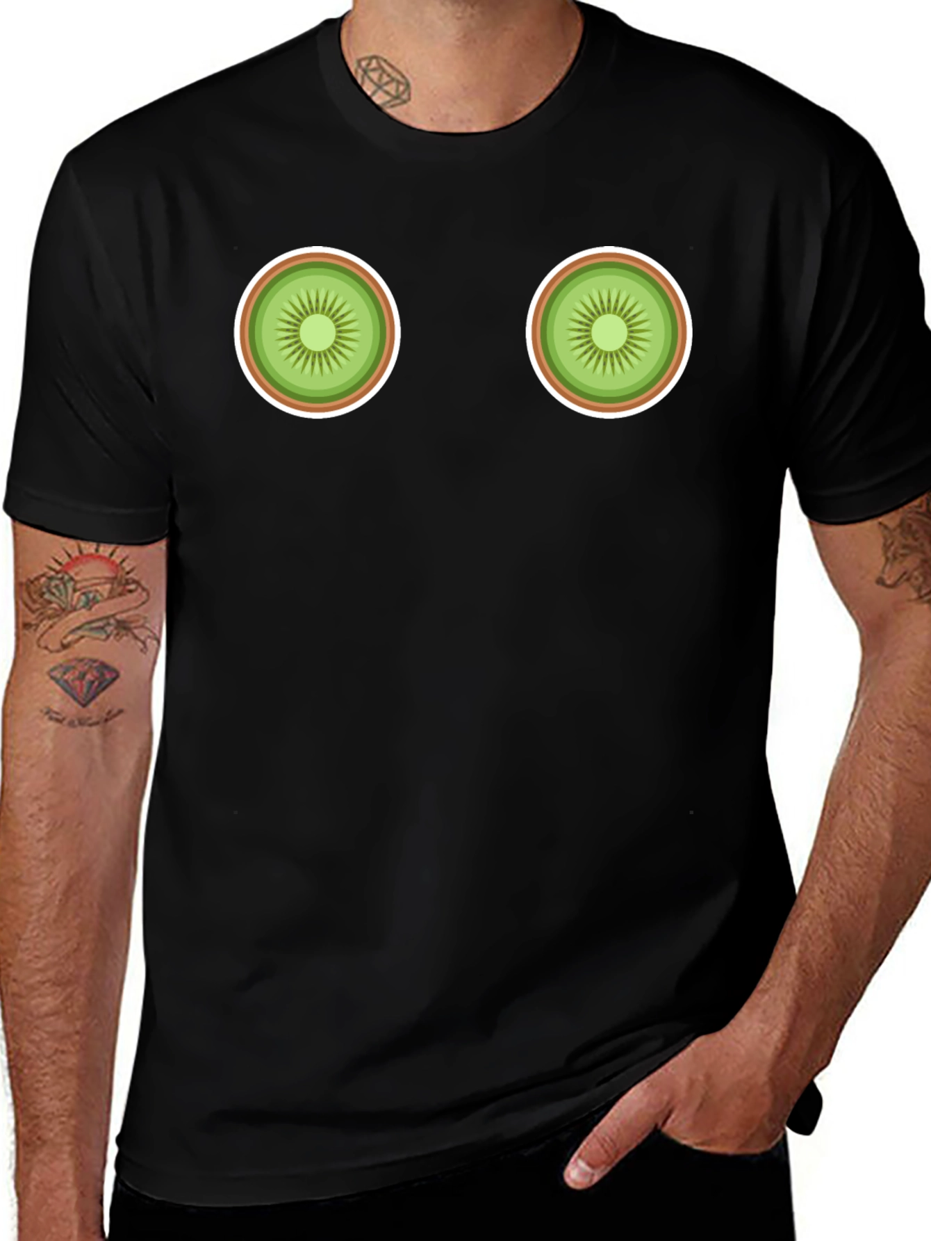 Kiwi Slice Graphic Black T-Shirt