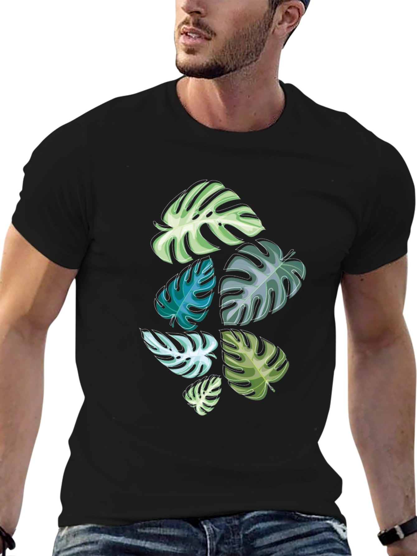 Tropical Monstera Leaf Graphic Tee