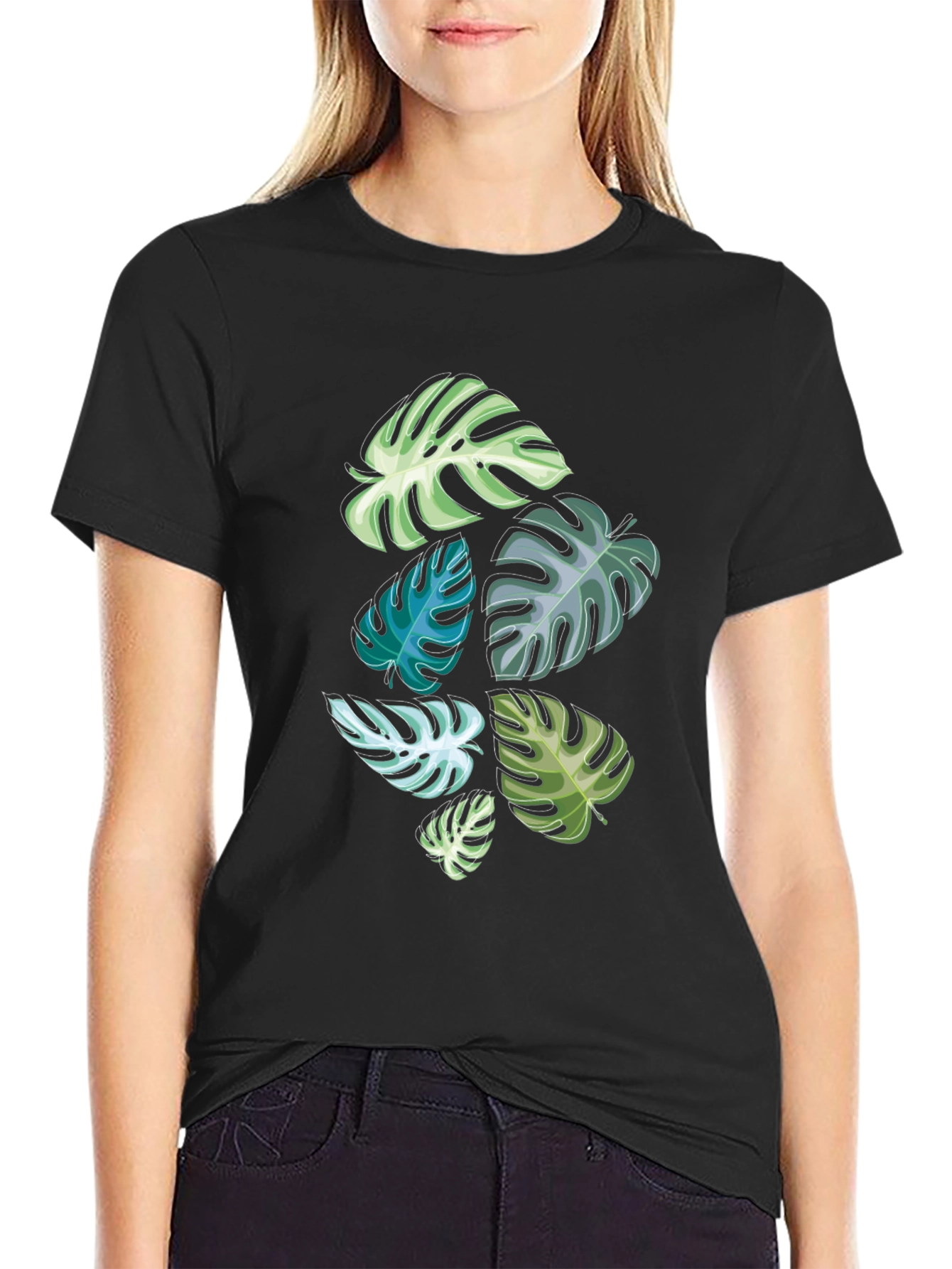 Tropical Monstera Leaf Graphic Tee