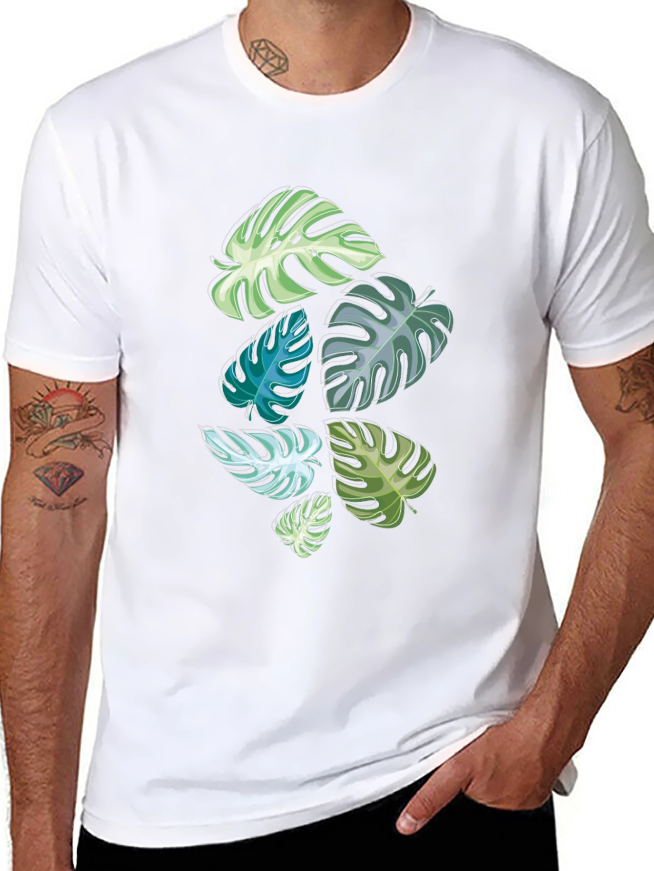 Tropical Monstera Leaf Graphic Tee