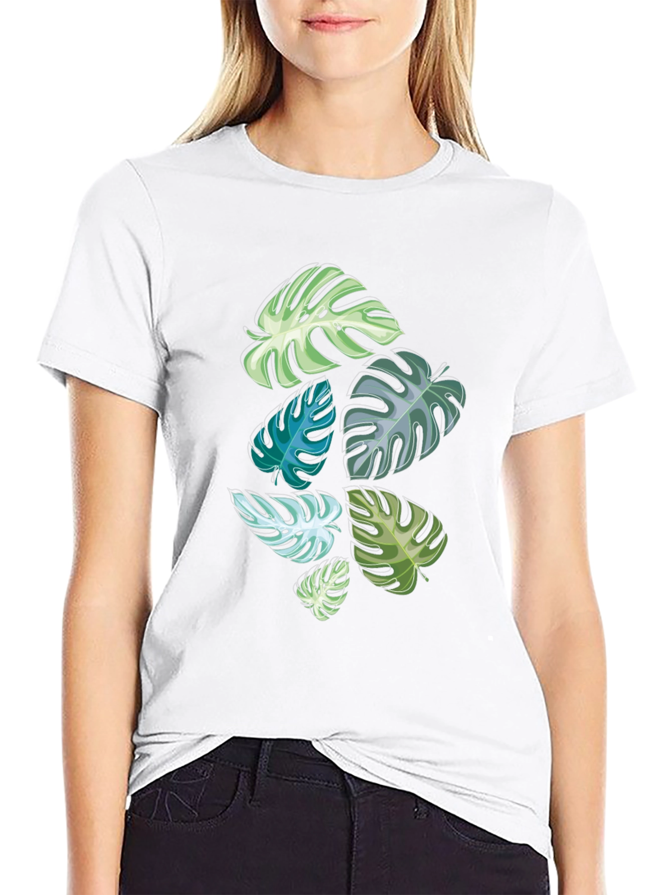 Tropical Monstera Leaf Graphic Tee