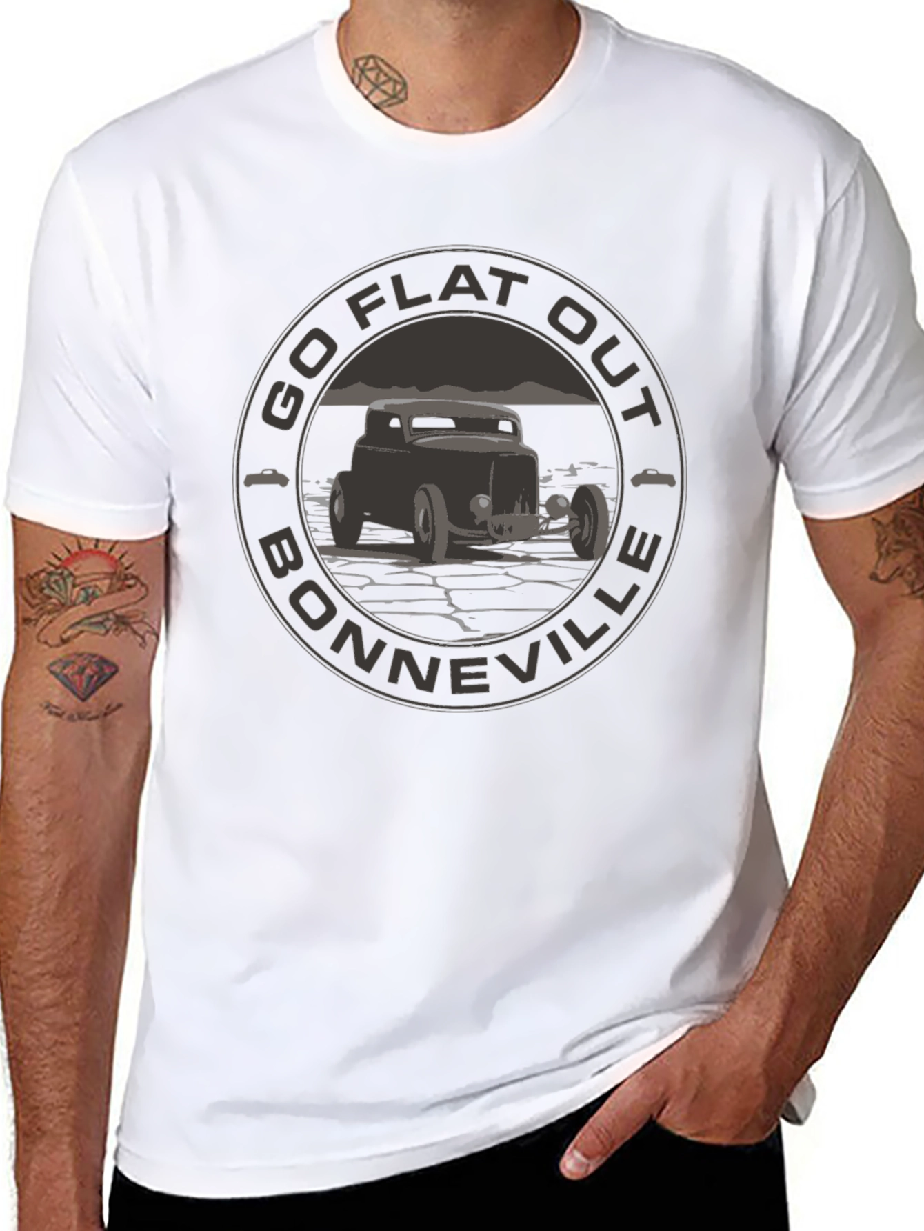Go Flat Out Bonneville T-Shirt - Hot Rod Design